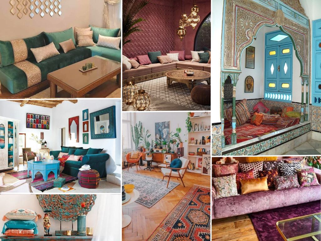 Moodboard de déco orientale colorées tendances pour 2023