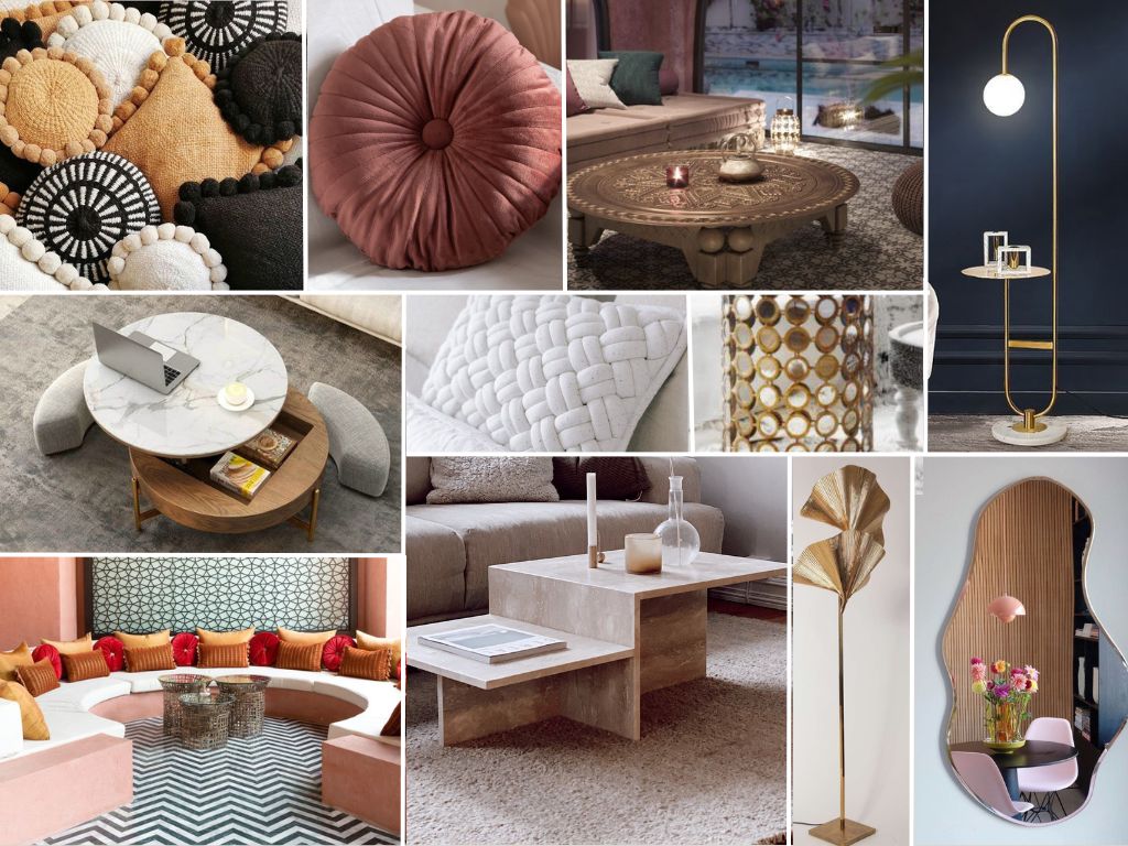 Moodboard de décoration à formes originales pour une déco orientale