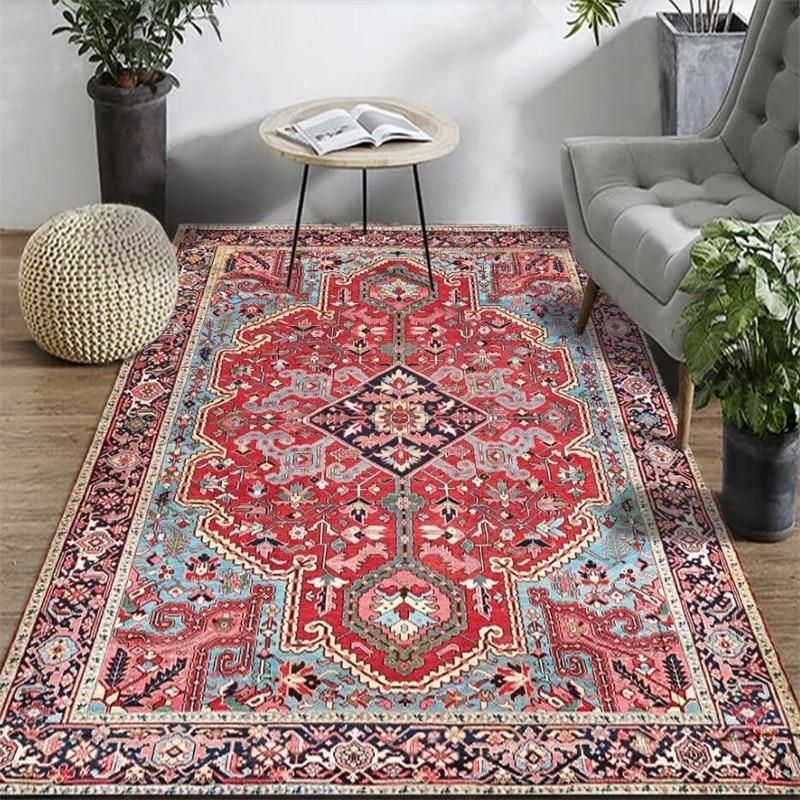 tapis marocain rouge parfait pour un salon traditionnel ou une salle à manger