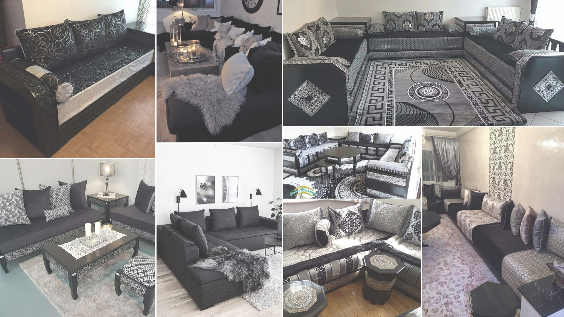 moodboard différences salon marocain noir et argent traditionnel ou moderne