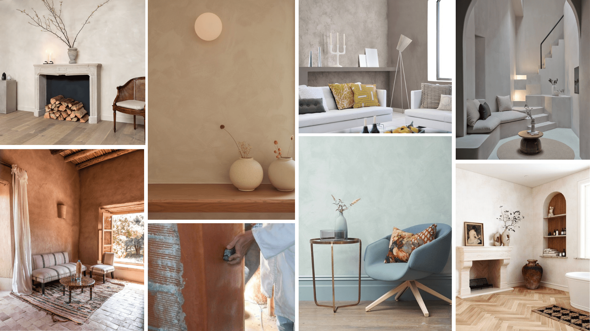 Moodboard exemple de pièces avec des murs en tadelakt