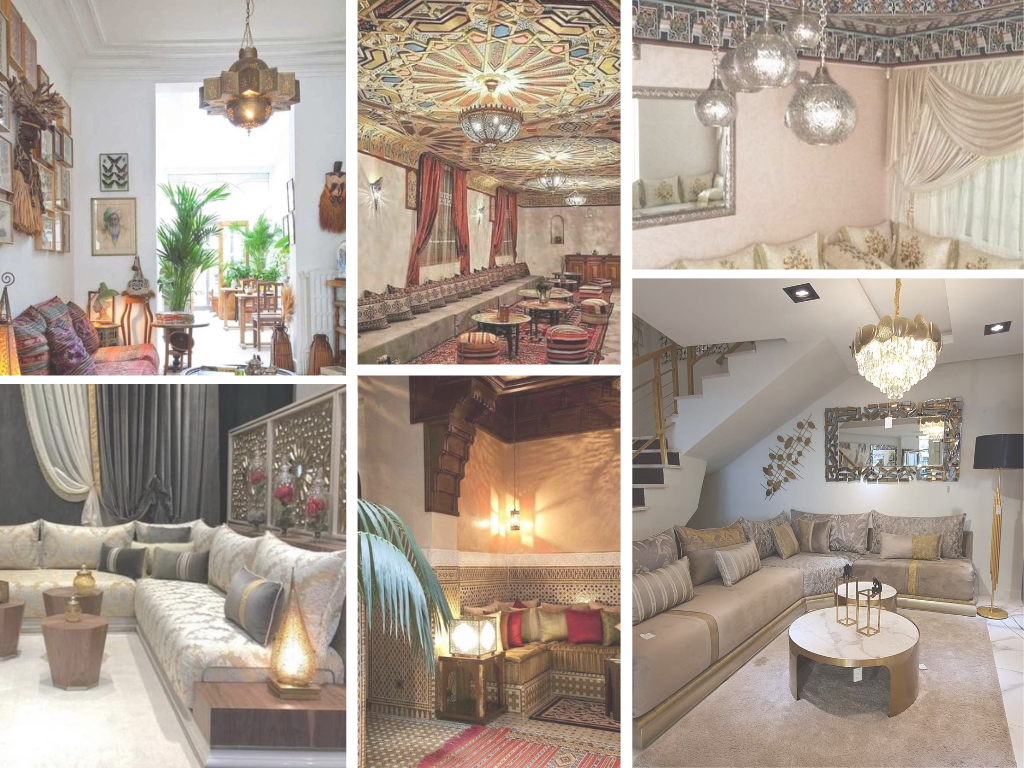 les luminaires orientaux dans un salon marocain traditionnel